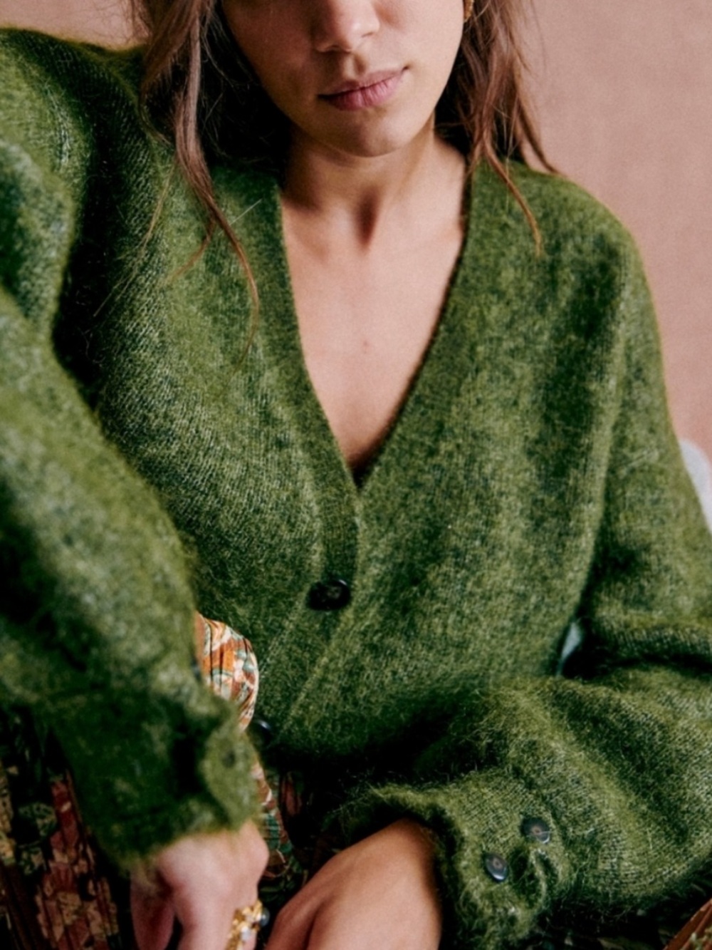 Sezane Gilet Mia Cardigan in Vert, XXS
